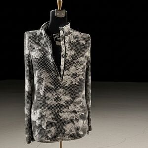 RBX Women's Black and White Dot-Print Active Top Size L